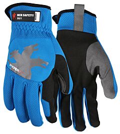 Mcr Safety 951S Hyperfit Multitask Synthetic Leather Gloves, Blue, Super Stretch Knuckle, Reflective Logo, Abrasion 3, Size Small