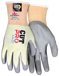 Mcr Safety 9693Puxxl Cutpro Gloves, 13 Gauge Kevlar Shell, Gray Pu Dip Palm/Fingers, Size 2X-Large