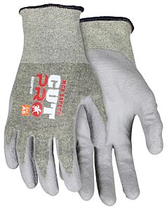 Mcr Safety 9828Pus Cutpro Gloves, 18 Gauge, Salt-N-Pepper Hppe/Synthetic Shell,Gray Pu Palm/Fingers, Size Small