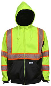 Mcr Safety S2Cl3Lzx3 Hoodie Sweatshirt, Class 3, Shaded Black, Silver Over Orange Tape, Lime, Size 3X-Large