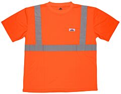 Mcr Safety Stscl2Mox2 Class 2, Short Sleeve T-Shirt, 2" Silver Stripe, Birdseye Wicking, Orange, Size 2X-Large