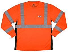 Mcr Safety Lstscl3Mox3 Class 3, Long Sleeve T-Shirt, 2" Silver Stripe, Birdseye Wicking, Orange, Size 3X-Large