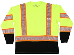Mcr Safety Ffltc3Slm Class 3, Long Sleeve T-Shirt, Birdseye, Forceflex Reflective Tape, Lime, Shaded, Size Medium
