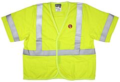 Mcr Safety Frmcl3Mlx3 Class 3, Fr Mesh Modacrylic Fabric, 2" Reflexite Silver Stripe, Lime, Size 3X-Large