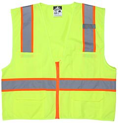 Mcr Safety Survls Class 2, Poly 3" Orange/2" Silver Stripe, Lime, Size Small