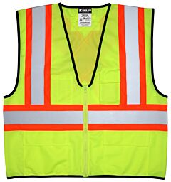 Mcr Safety Vwccs2Lx2 Csa, Class 2, Poly, Mesh 4.5" Orange/Silver Stripe, Lime, Size 2X-Large