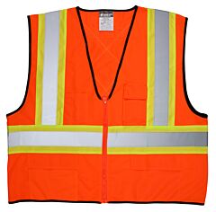 Mcr Safety Vwccs2Ox2 Csa, Class 2, Poly, Mesh 4.5" Orange/Silver Stripe, Orange, Size 2X-Large