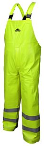 Mcr Safety Bj238Bpxl Pvc/Nomex, Fr Pants, Class E, Easy Release Suspender Straps, 2" Silver Stripes, Lime, Size X-Large