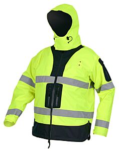 Mcr Safety Ut38Jhm Class 3 Jacket W/Adj Hood, Zippers On Front, Pockets And Underarm Vents, Inner Neoprene Storm Cuffs, Lime, Size Medium