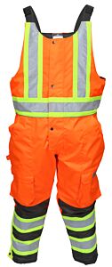 Mcr Safety Vt31Bpx5 Insulated Rip Stop Poly/Pu, Class E Bib Pants, Easy Release Suspenders, Orange/Black Shading, Size 5X-Large