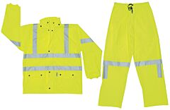 Mcr Safety 5182X7 Luminator, .40Mm, Stretch Pu/Cottonpoly Blend, Class 3, Fr, 2Pc Suit, Roll-Up Hood, Lime, Size 7X-Large