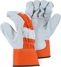 Majestic 2501Cdp Split Cowhide Leather Palm Gloves With Double Palm, Size Large