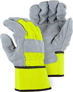 Majestic 2501Cdy Split Cowhide Leather Palm Gloves With Double Palm, Size X-Large