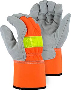 Majestic 1954T Winter Lined Cowhide Leather Palm Gloves With Hi-Viz, Size X-Large