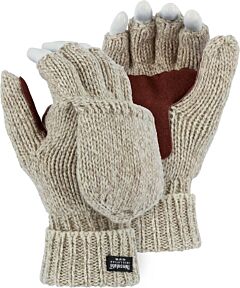 Majestic 3422P Winter Lined Fingerless Leather Palm Ragwool Gloves, Size Large