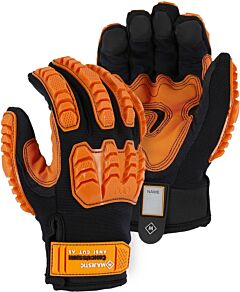 Majestic 21472Bk Knucklehead Cut Resistant Mechanics Gloves, Ansi Impact 2, Ansi Puncture 2, Size 12