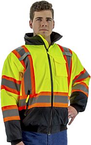 Majestic 75-1315 Hi Viz Waterproof Jacket W/ Dot Striping, Quilted Liner, Ansi 3, Size 6X-Large