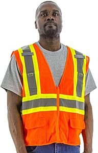 Majestic 75-3210 Hi-Viz Mesh Vest With Dot Striping, Ansi 2, Size Large