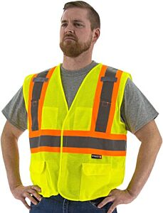 Majestic 75-3211 Hi-Viz Mesh Vest With Dot Striping, Ansi 2, Size 2X-Large
