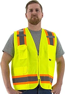 Majestic 75-3221 Hi-Viz Surveyors Vest With Dot Striping, Ansi 2, Size 3X-Large