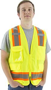 Majestic 75-3243 Hi-Viz Surveyors Vest With Dot Striping, Ansi 2, Size Small