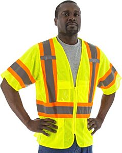Majestic 75-3301 Hi-Viz Mesh Vest With Dot Striping, Ansi 3, Size Small
