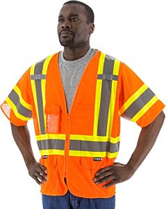 Majestic 75-3302 Hi-Viz Mesh Vest With Dot Striping, Ansi 3, Size Small