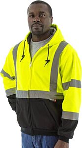 Majestic 75-5331 Hi-Viz Hooded Sweatshirt With Teflon®, Ansi 3, Size X-Large