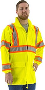 Majestic 75-7301 Hi-Viz Waterproof Rain Jacket With Dot Striping, Ansi 3, Size 4X-Large