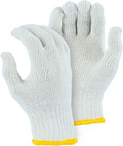 Majestic 3806Wb Heavyweight Cotton/Poly String Knit Gloves, White, Size Large