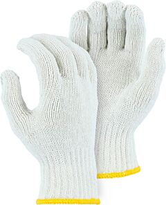Majestic 3909W Heavyweight 100% Polyester String Knit Gloves, White, Size Large