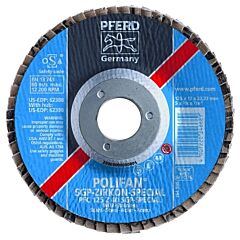 Pferd 62669 Type 29 Polifan® Sgp Flap Disc, 7 In Dia, 40 Grit, 7/8 In Dia Arbor, 8,600 Rpm, Ceramic Oxide