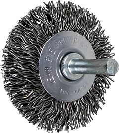 Pferd 82879 Stem Mounted Bevel Brushes, Crimped Wire, Carbon Steel Wire