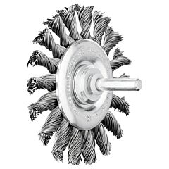 Pferd 82917 Stem Mounted Wheel Brushes, 3 In Dia., 1/4 In Stem, 0.020 In, Carbon Steel