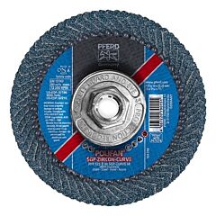 Pferd 67216 Polifan® Flap Disc, 5 In, 40 Grit, 5/8 Arbor, 12,200 Rpm, Z-Curve, T29