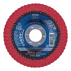 Pferd 67234 Polifan® Sgp Co-Curve Flap Wheel, 4-1/2 In X 7/8 In, 60 Grit, 13300 Rpm