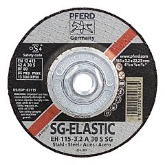 Pferd 63115 Type 27 Premium Performance Sg Depressed Center Cut-Off Wheel, 4-1/2 In Diameter, 1/8 In Thick, 5/8 Arbor, 46 Grit