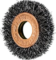 Pferd 81504 Crimped Wheel Brushes, Small Diameter Copper Centre, Carbon Steel Wire, Unthreaded
