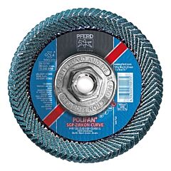 Pferd 67363 Polifan® Flap Disc, 5 In, 40 Grit, 5/8 Arbor, 12,200 Rpm, Z-Curve, T29