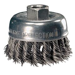 Pferd 82220P Mini Knot Cup Brush, 2-3/4 In Diameter, 5/8 In -11 Arbor, 0.020 In Carbon Steel Wire
