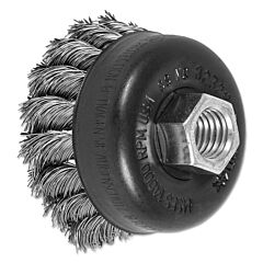 Pferd 82329 Mini Knot Cup Brush, 2 3/4 In Dia., 5/8-11 Arbor, .014 In Stainless Steel Wire