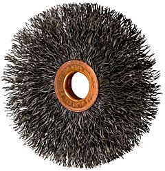 Pferd 81546 Crimped Wheel Brushes, Small Diameter Copper Centre, Carbon Steel Wire, Unthreaded