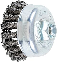 Pferd 82228 Knot Cup Brushes, External Nut, Single Row - Standard Twist, Carbon Steel Wire - 2-3/4" To 3-1/2" Diameter