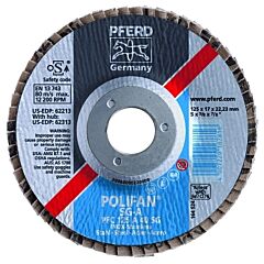 Pferd 62243 Polifan® Type 29 Sg Flap Disc, 4-1/2 In Dia, 80 Grit, 5/8 In-11 Threaded Arbor Dia, 13300 Rpm, Aluminum Oxide A-Cool