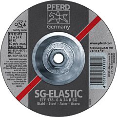 Pferd 61703 Grinding Wheels, Performance Line Sg, A 24 R Sg - For Steel, Saucer (Type 28)