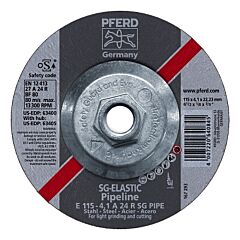 Pferd 63405 Type 27 Premium Performance Sg Pipeliner Cut-Off Wheel, 4-1/2 In Dia, 1/8 In Thick, 24 Grit, Alum Oxide