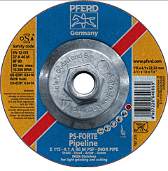 Pferd 63414 Pipeline Grinding And Notching Wheels, Depressed Center Cutting, Light Grinding (Type 27) Pipeline, A-Psf Inox: Aluminum Oxide For Steel, Stainless