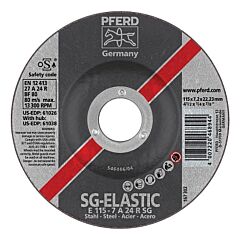 Pferd 61026 Type 27 Sg Depressed Center Grinding Wheel, 4-1/2 Dia, 1/4 Thick, 7/8 Arbor, Alum Oxide