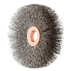 Pferd 81586 Unthreaded Crimped Wheel Brushes, 3" Dia., 1/2" Arbor, .006 In, Stainless Steel
