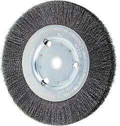 Pferd 80038 Crimped Wheel Brushes, Narrow Face, Carbon Steel Wire, Unthreaded